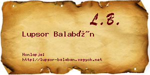 Lupsor Balabán névjegykártya